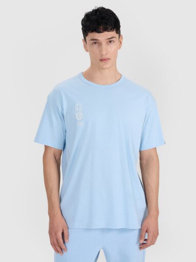 4F Męski tshirt oversize 4F 4FRSS25TTSHM2652  niebieski Niebieski