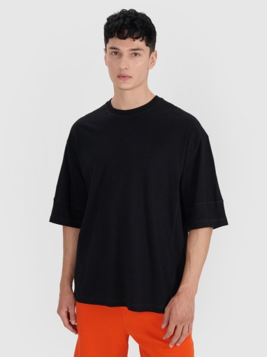 4F Męski tshirt oversize 4F 4FRSS25TTSHM2653  czarny Czarny