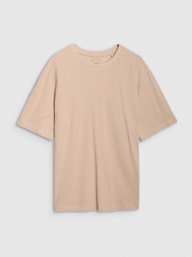 4F Męski tshirt oversize 4F 4FRSS25TTSHM2731  beżowy Beżowy