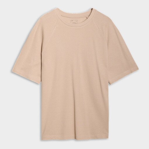 Męski t-shirt oversize 4F 4FRSS25TTSHM2731 - beżowy