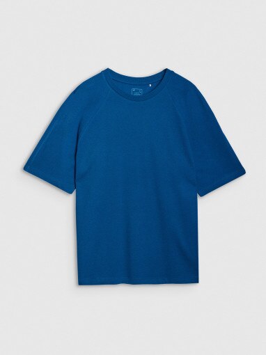 4F Męski tshirt oversize 4F 4FRSS25TTSHM2731  niebieski Niebieski