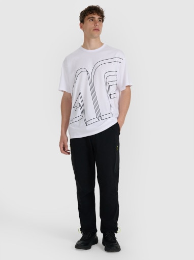Męski t-shirt oversize z nadrukiem 4F 4FRAW25TTSHM3550 - biały
