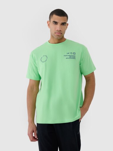 4F Męski tshirt oversize z nadrukiem 4F 4FRSS25TTSHM2691  zielony Zielony