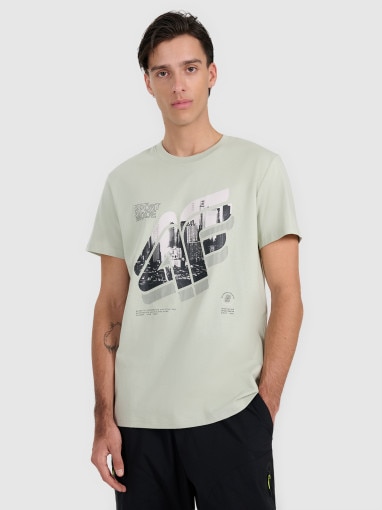4F Męski tshirt z nadrukiem 4F 4FRAW25TTSHM3223  zielony Zielony