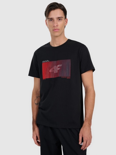 4F Męski tshirt z nadrukiem 4F 4FRAW25TTSHM3224  czarny Czarny