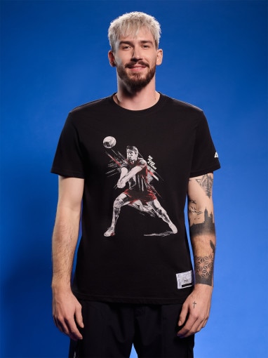 4F Męski tshirt z nadrukiem 4F 4FRAW25TTSHM3237  czarny Czarny