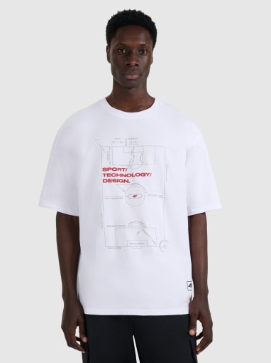 4F Męski tshirt z nadrukiem 4F 4FRAW25TTSHM3257  biały Biały