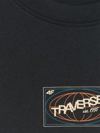 Męski t-shirt z nadrukiem 4F 4FRAW25TTSHM3377 - czarny