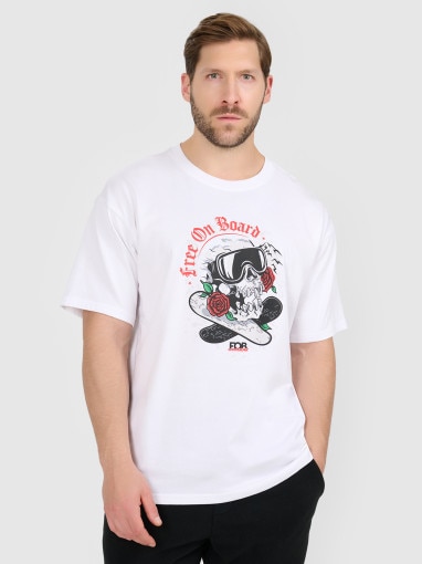  4F Męski tshirt z nadrukiem 4F 4FRAW25TTSHM3477  biały Biały