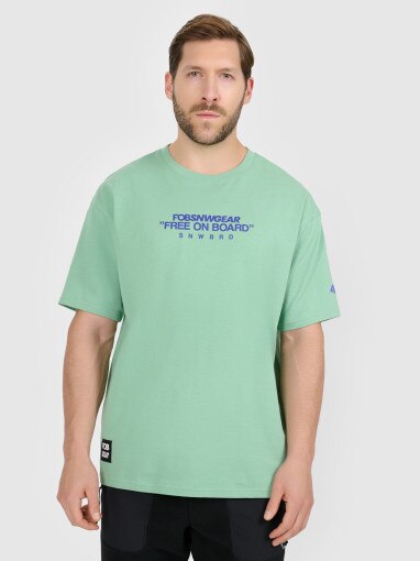  4F Męski tshirt z nadrukiem 4F 4FRAW25TTSHM3479  turkusowy Turkusowy