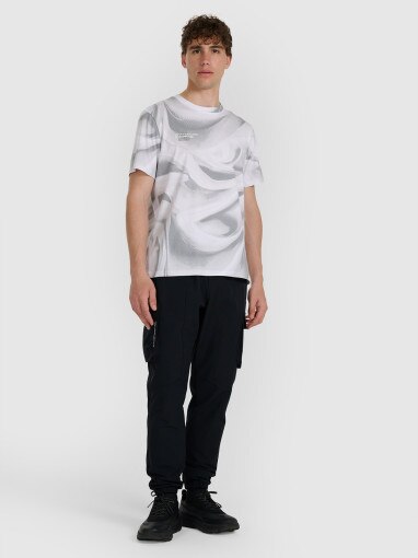 Męski t-shirt z nadrukiem 4F 4FRAW25TTSHM3555 - biały