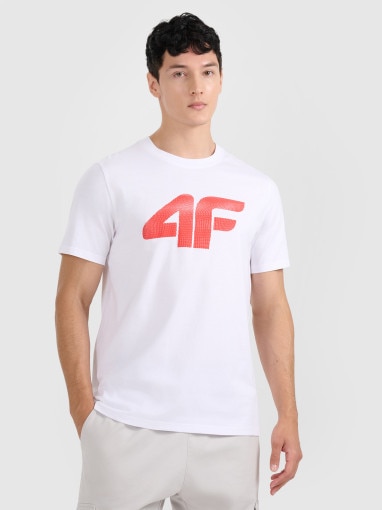  4F Męski tshirt z nadrukiem 4F 4FRMM00TTSHM3251  biały Biały