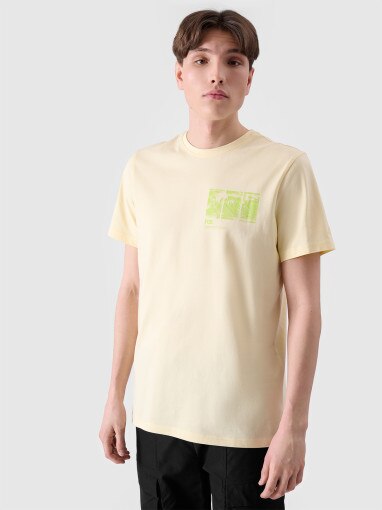 4F Męski tshirt z nadrukiem 4F 4FRSS24TTSHM2106  żółty żółty