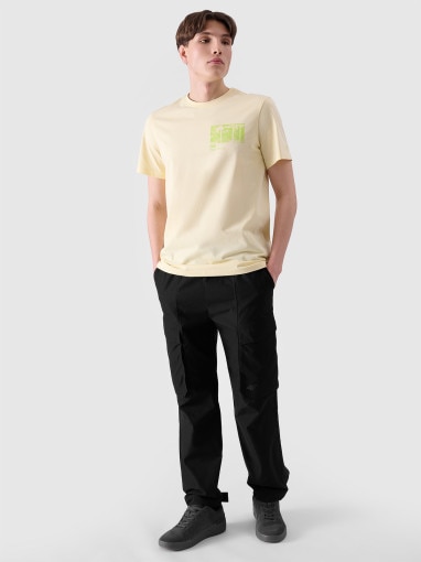 Męski t-shirt z nadrukiem 4F 4FRSS24TTSHM2106 - żółty