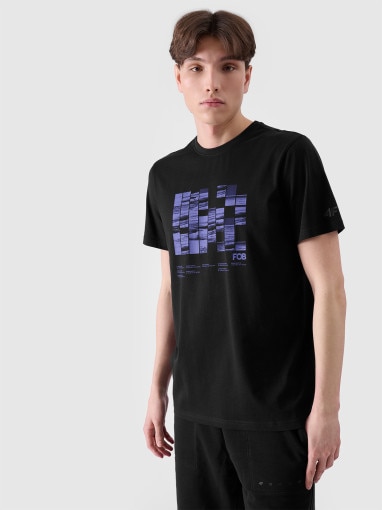 4F Męski tshirt z nadrukiem 4F 4FRSS24TTSHM2107  czarny Czarny