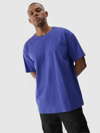 4F Męski tshirt z nadrukiem 4F 4FRSS24TTSHM2131  fioletowy Fioletowy