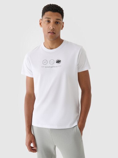 4F Męski tshirt z nadrukiem 4F 4FRSS24TTSHM2481  biały Biały