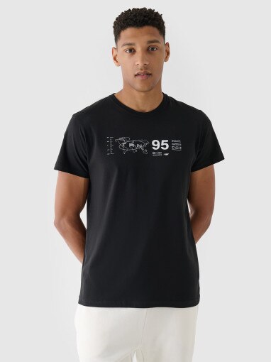 Męski t-shirt z nadrukiem 4F 4FRSS24TTSHM2482 - czarny
