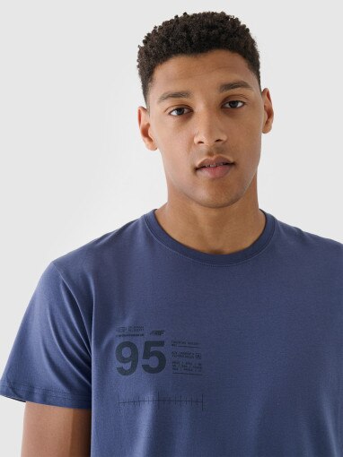 4F Męski tshirt z nadrukiem 4F 4FRSS24TTSHM2483  niebieski Niebieski