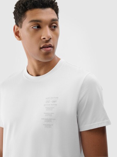 4F Męski tshirt z nadrukiem 4F 4FRSS24TTSHM2536  biały Biały