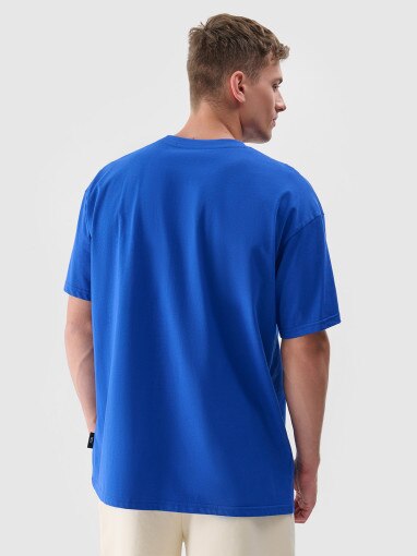 Męski t-shirt z nadrukiem 4F 4FRSS24TTSHM2540 - niebieski