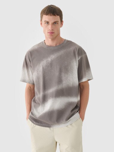 4F Męski tshirt z nadrukiem 4F 4FRSS24TTSHM2554  szary Szary