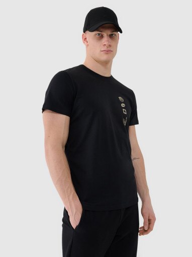 Męski t-shirt z nadrukiem 4F 4FRSS25TTSHM2689 - czarny