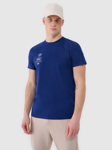 4F Męski tshirt z nadrukiem 4F 4FRSS25TTSHM2690  granatowy Granatowy