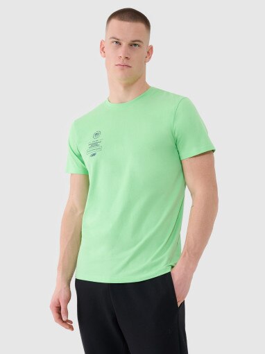 4F Męski tshirt z nadrukiem 4F 4FRSS25TTSHM2690  zielony Zielony