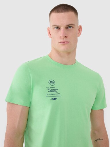 Męski t-shirt z nadrukiem 4F 4FRSS25TTSHM2690 - zielony