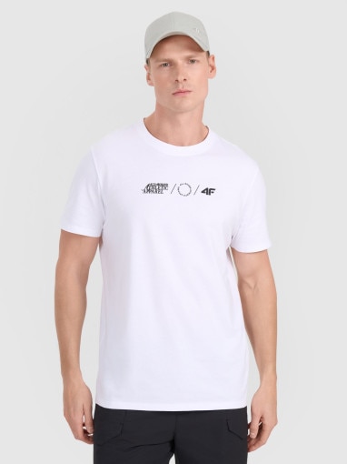4F Męski tshirt z nadrukiem 4F 4FRSS25TTSHM2847  biały Biały