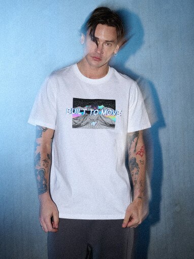 Męski t-shirt z nadrukiem 4F 4FRSS26TTSHM3658 - biały