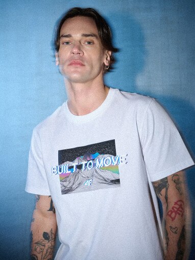  4F Męski tshirt z nadrukiem 4F 4FRSS26TTSHM3658  biały Biały