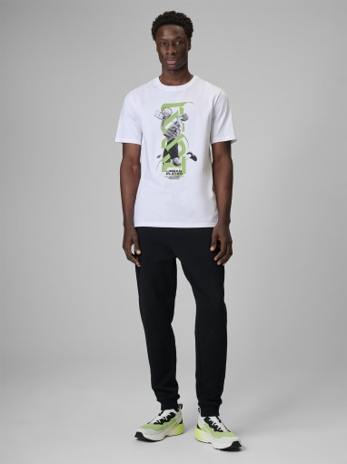 Męski t-shirt z nadrukiem 4F 4FRSS26TTSHM3768 - biały