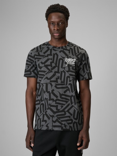  4F Męski tshirt z nadrukiem 4F 4FRSS26TTSHM3773  czarny Czarny