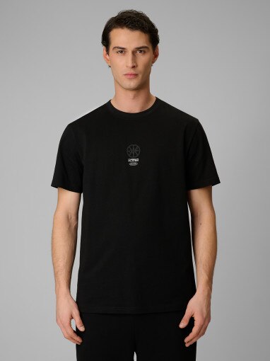  4F Męski tshirt z nadrukiem 4F 4FRSS26TTSHM3774  czarny Czarny