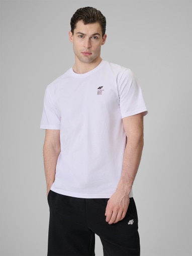  4F Męski tshirt z nadrukiem 4F 4FRSS26TTSHM3818  biały Biały
