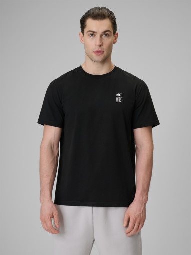  4F Męski tshirt z nadrukiem 4F 4FRSS26TTSHM3818  czarny Czarny