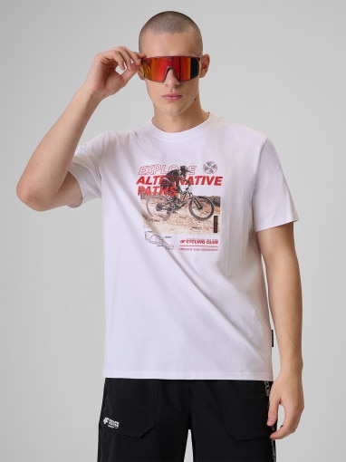 Obrazek dla: 4F Męski tshirt z nadrukiem 4F 4FRSS26TTSHM3875  biały Biały