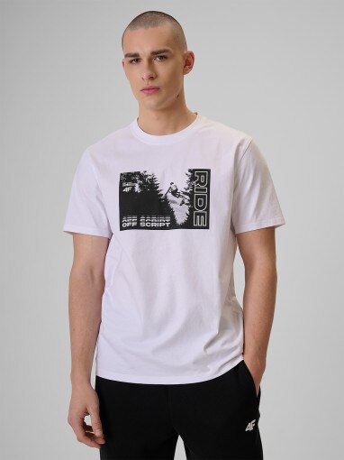 Obrazek dla: 4F Męski tshirt z nadrukiem 4F 4FRSS26TTSHM3878  biały Biały