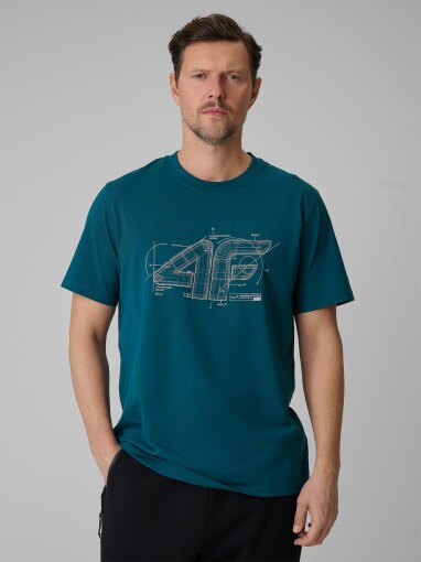 Obrazek dla: 4F Męski tshirt z nadrukiem 4F 4FRSS26TTSHM3989  turkusowy Turkusowy