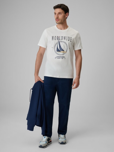 Męski t-shirt z nadrukiem 4F 4FRSS26TTSHM3993 - biały