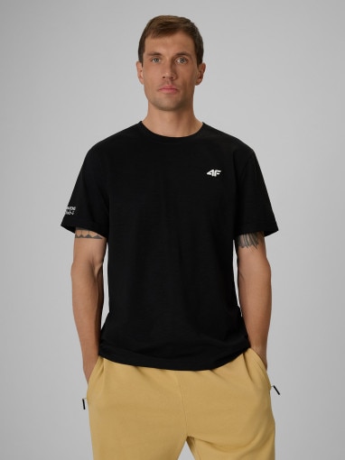  4F Męski tshirt z nadrukiem 4F 4FRSS26TTSHM3994  czarny Czarny