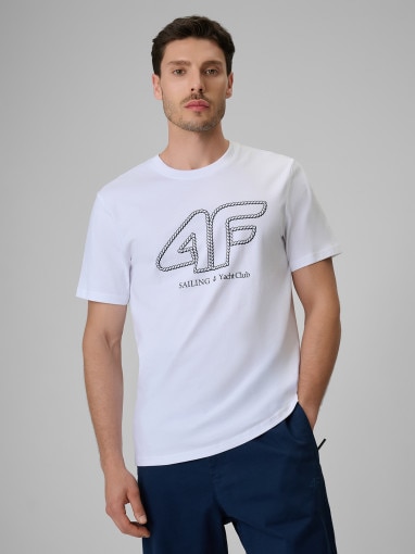  4F Męski tshirt z nadrukiem 4F 4FRSS26TTSHM3999  biały Biały
