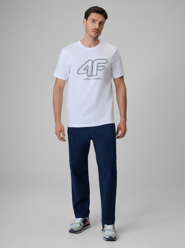 Męski t-shirt z nadrukiem 4F 4FRSS26TTSHM3999 - biały