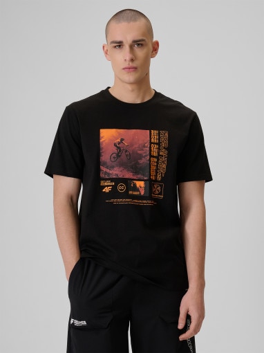  4F Męski tshirt z nadrukiem 4F 4FRSS26TTSHM4001  czarny Czarny