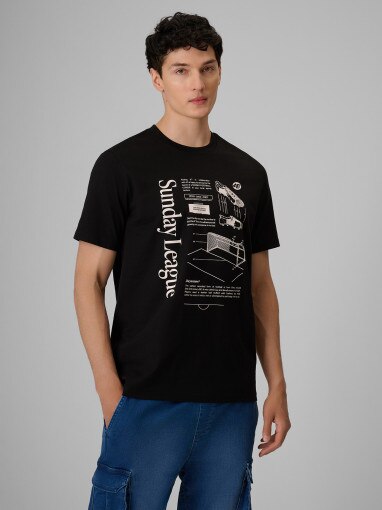 Obrazek dla: 4F Męski tshirt z nadrukiem 4F 4FRSS26TTSHM4008  czarny Czarny