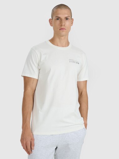  4F Męski tshirt z nadrukiem 4F 4FWAW25TTSHM2372  biały Biały