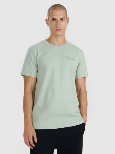  4F Męski tshirt z nadrukiem 4F 4FWAW25TTSHM2372  zielony Zielony
