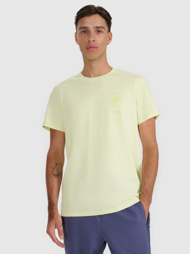  4F Męski tshirt z nadrukiem 4F 4FWAW25TTSHM2402  żółty żółty